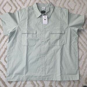 Nike Woven Military Safari Short Sleeve Button Down Shirt Mint Green Men’s 2XL